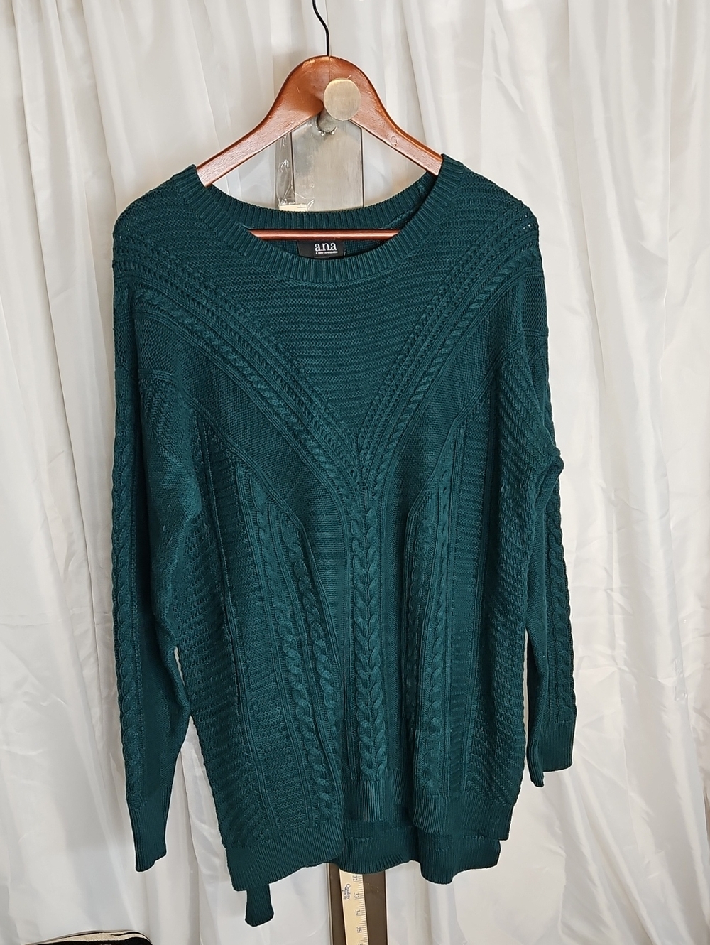 a.n.a Teal Green Cable Knit Crewneck Sweater 60% Cotton  Xl